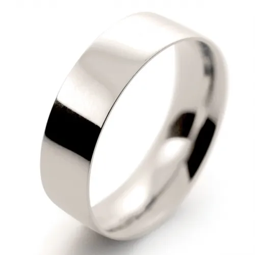 Flat Court Light -  6mm (FCSL6 W) White Gold Wedding Ring